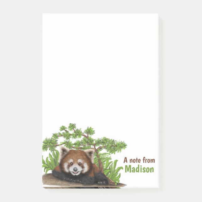 Notas Post-it® Los niños Adorables Panda Rojo Personalizados (Anverso)