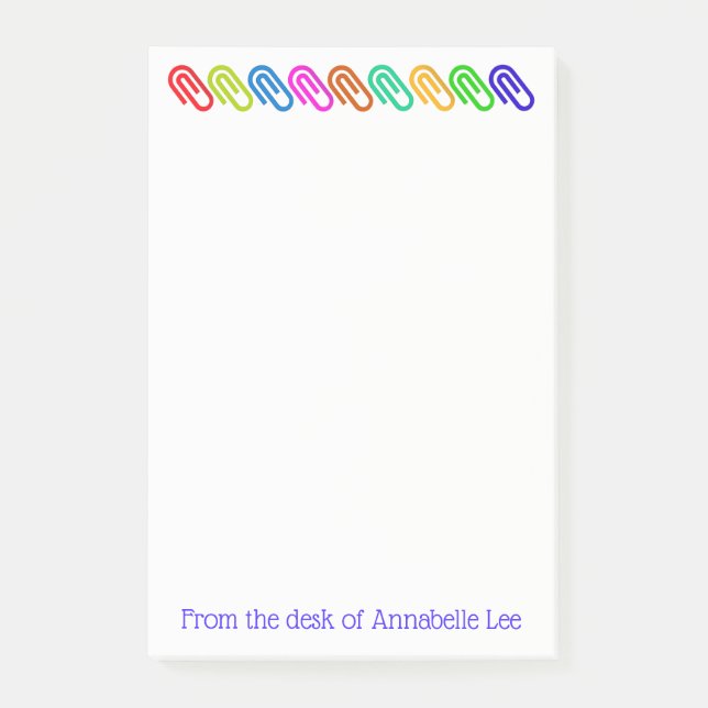 Notas Post-it® Los Paperclips coloreados grandes personalizan (Anverso)
