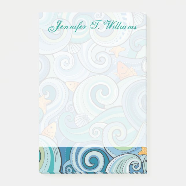 Notas Post-it® Los pescados entre el modelo de ondas el | añaden (Anverso)