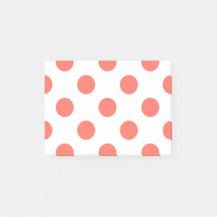 Notas Post-it® Los puntos de la polka de coral vivos en blanco