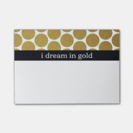 Notas Post-it® Los puntos de polka dorada que sueño en oro