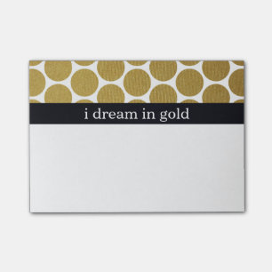 Notas Post-it® Los puntos de polka dorada que sueño en oro