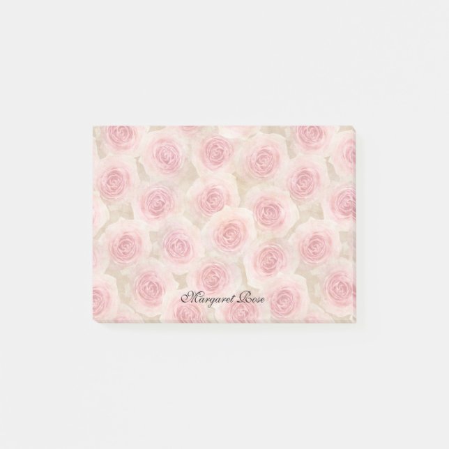 Notas Post-it® Los rosas rosados personalizaron 4 x 3 (Anverso)