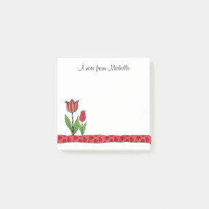 Notas Post-it® Los tulipanes rojos personalizaron 3 x 3
