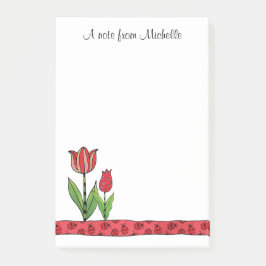 Notas Post-it® Los tulipanes rojos personalizaron 4 x 6