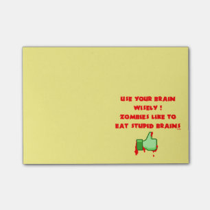 Notas Post-it® Los zombis tienen gusto de cerebros estúpidos