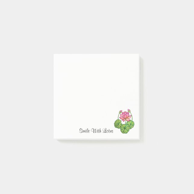 Notas Post-it® Loto rosa acuarela con manchas y hojas (Anverso)