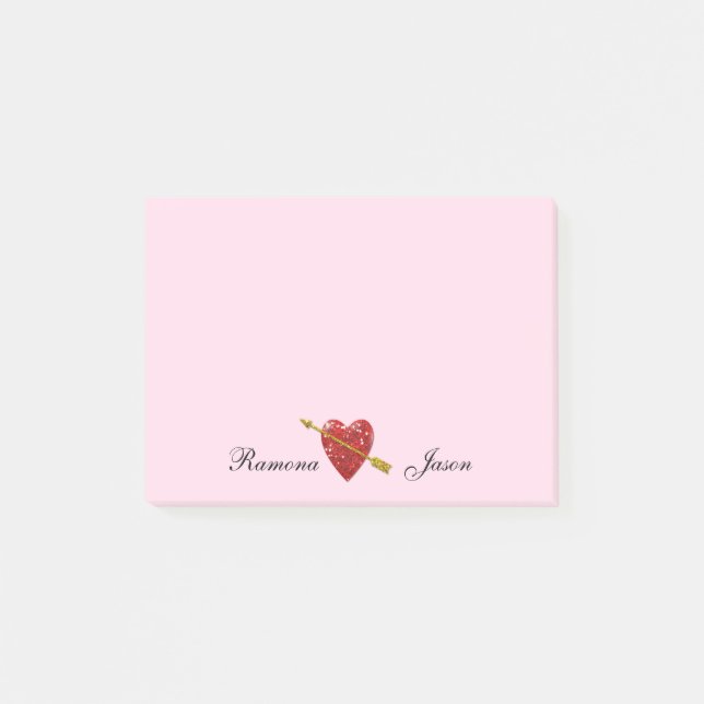 Notas Post-it® Love Heart Couples Names Post-it® Notes (Anverso)