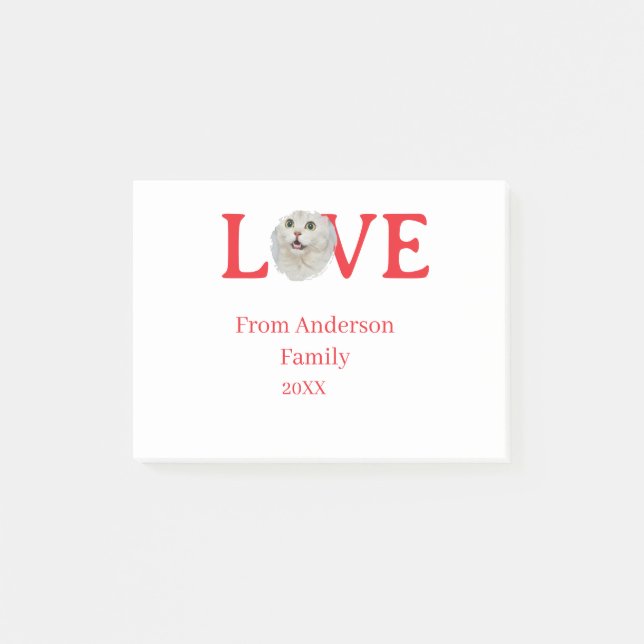 Notas Post-it® Love holidays cat photo pet family name bold lette (Anverso)