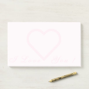 Notas Post-it® Love Post it Notes with Heart and Text I Love You