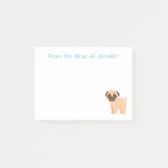 Notas Post-it® Love Pug Puppy Dog Personalizado Post IT Sticky No (Anverso)