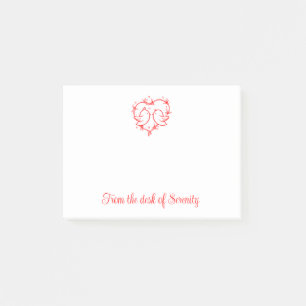 Notas Post-it® Lovebirds Boho Románticos Corazón Rojo Adorable