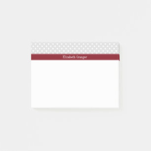Notas Post-it® Lt Gris Lunares Burgundy Nombre Monograma