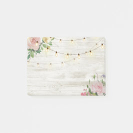 Notas Post-it® Luces de Cuerda Floral Acuarela de Madera Rústica