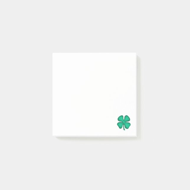 Notas Post-it® Lucky 4 Leaf Irish Clover white note pads (Anverso)