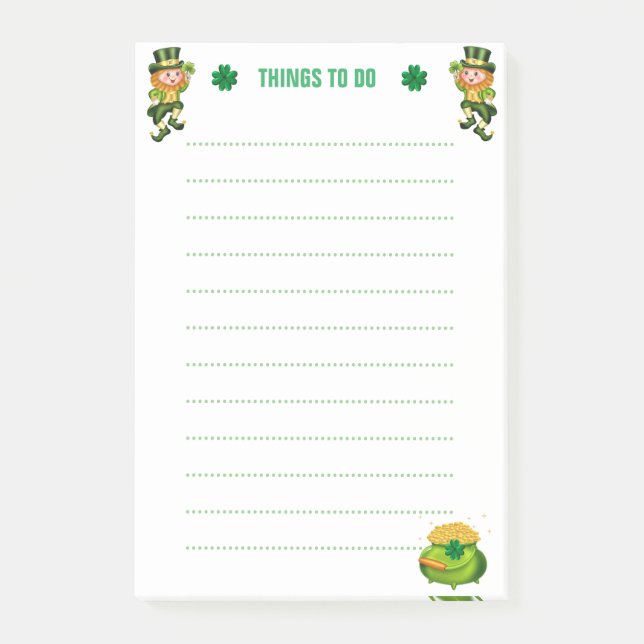 Notas Post-it® Lucky Leprechaun & Shamrock (Anverso)