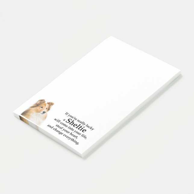 Notas Post-it® Lucky Sheltie (En perspectiva)