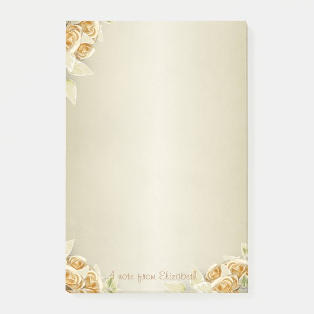 Notas Post-it® Lujo Elegante, Rosas Doradas Falsas (Anverso)