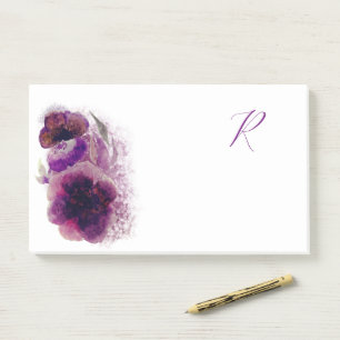 Notas Post-it® Lujo Plum Penoies Floral Monogramado