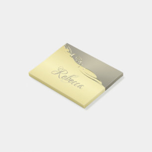 Notas Post-it® Lujoso metal dorado decorativo sobre dorado y plat