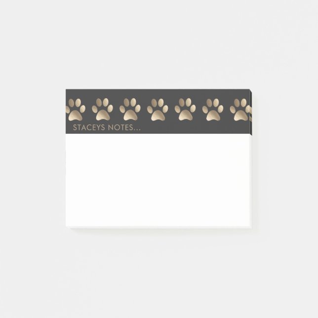 Notas Post-it® Lujoso oro Paw Print Animal Lover (Anverso)
