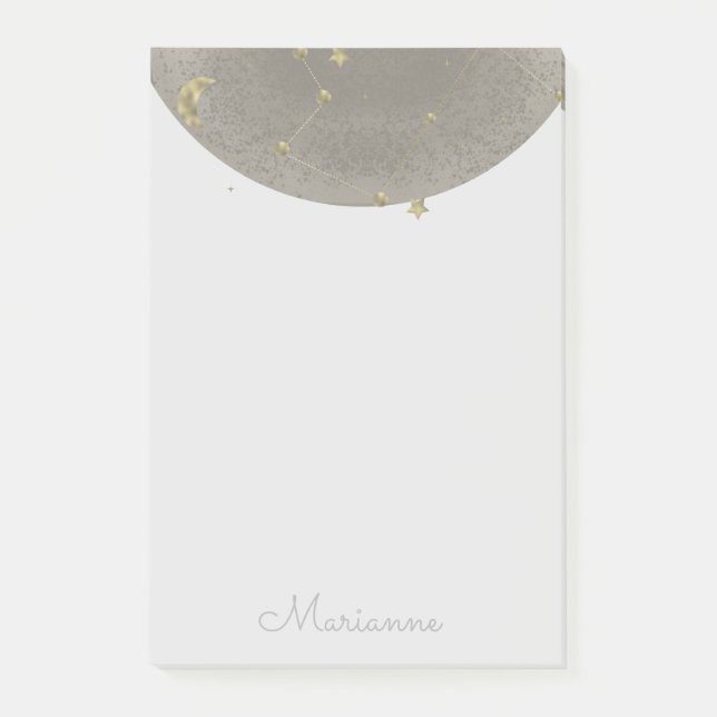 Notas Post-it® Luna Estrellas Falso Oro (Anverso)