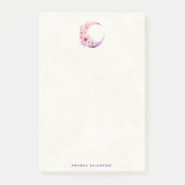 Notas Post-it® Luna rosa de media luna con flores de Bonito