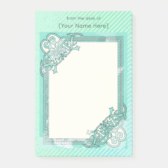 Notas Post-it® Lunar floral del collage de la verde menta + Línea