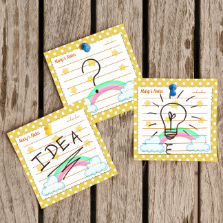 Notas Post-it® Lunares amarillos, estrellas lindas y arcoíris 3"