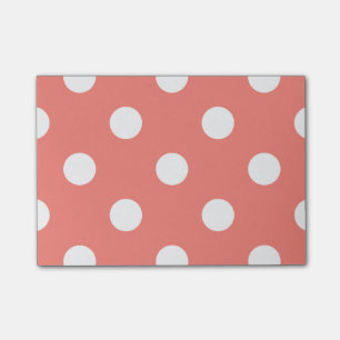 Notas Post-it® Lunares grandes - blanco en el rosa coralino