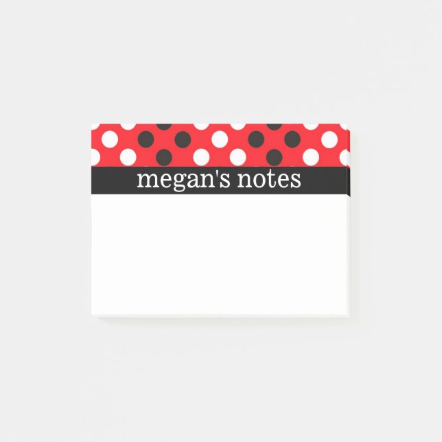 Notas Post-it® Lunares rojos y negros (Anverso)