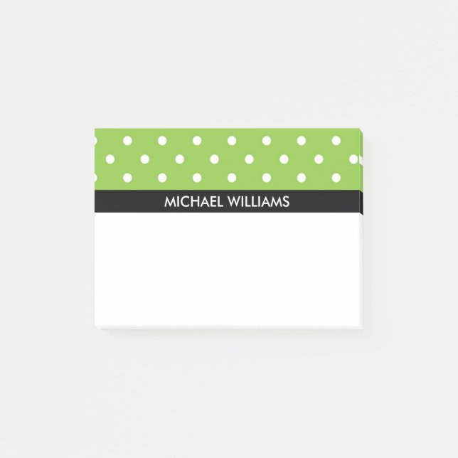 Notas Post-it® Lunares verdes con las rayas negras (Anverso)