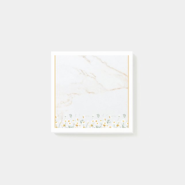Notas Post-it® Luxury Gold Marble Daisy Notes Block (Anverso)