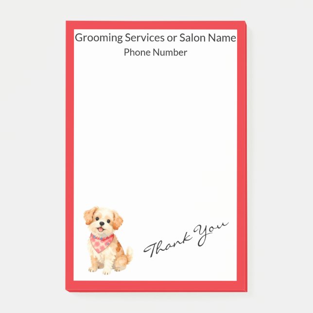 Notas Post-it® Luxury Grooming Pet Personalized Modern Collection (Anverso)