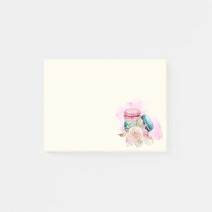Notas Post-it® Macarones coloridos y acuarela de flores