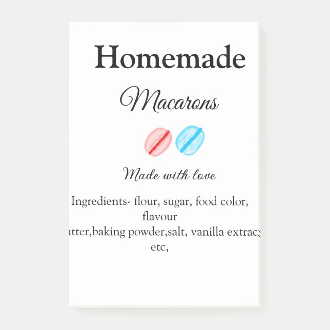Notas Post-it® macarrones caseros añadir ingredientes hechos con  (Anverso)