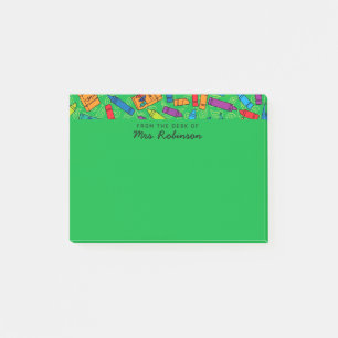 Notas Post-it® Maestra de Crayones Verdes de la mesa de 4x3