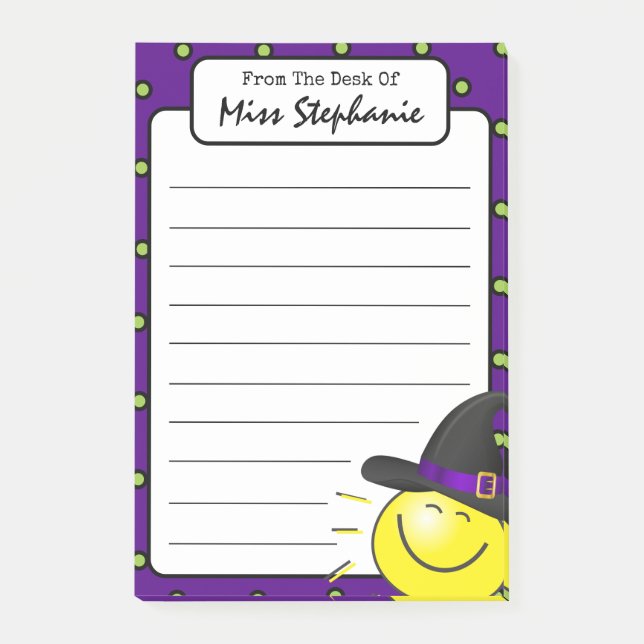 Notas Post-it® Maestra de Halloween de Bruja Morada Sunshine (Anverso)