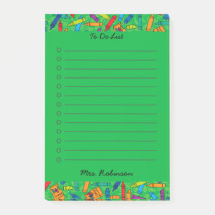 Notas Post-it® Maestra De Varios Crayones Para Hacer La Lista Ver