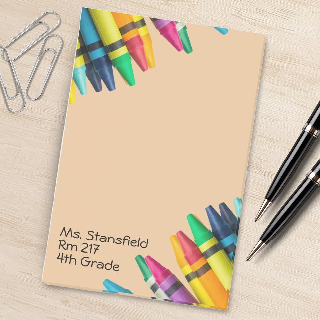Notas Post-it® Maestra Estudiante Crayon Escuela Primaria (tan brown teacher crayon notepad)