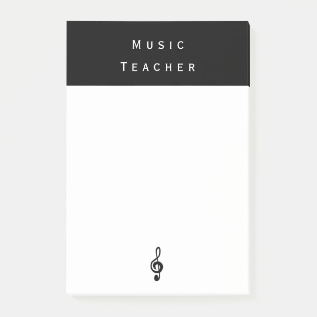 Notas Post-it® Maestra musical Treble Clef Black White Minimalist (Anverso)