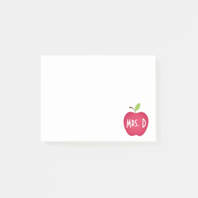 Notas Post-it® Maestra personalizada de Apple Roja (Anverso)