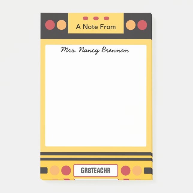 Notas Post-it® Maestra personalizada de bus escolar (Anverso)