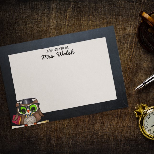 Notas Post-it® Maestra personalizada de Chalkboard de búho inteli (Subido por el creador)