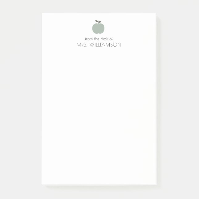 Notas Post-it® Maestra personalizada Sage Green Cute Apple  (Anverso)