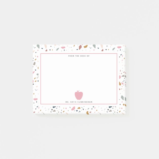 Notas Post-it® Maestro de Apple Rosado Trrazzo (Anverso)