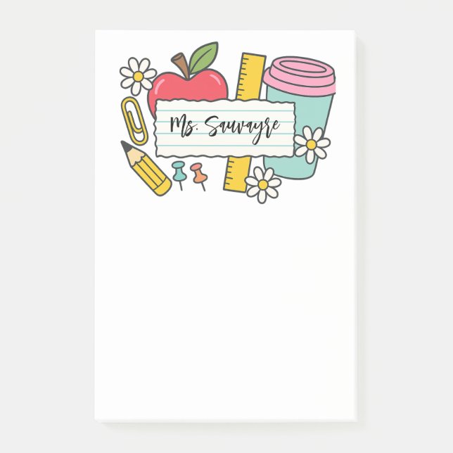 Notas Post-it® Maestro Personalizado Regreso a Clases & Maestro  (Anverso)