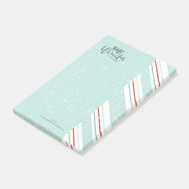 Notas Post-it® Magic and Wonder Navidades Stripes Mint ID440 (En perspectiva)