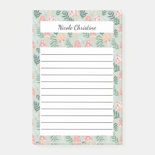Notas Post-it® Magic Mushrooms Forest PERSONALIZADO Notepad Groce (Anverso)