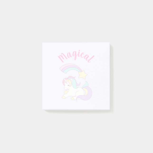 Notas Post-it® Magnífico unicornio con estrella de tiro arco iris (Anverso)